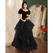 法式 黑色高级感轻奢小众高端大气高贵艺考主持裙 晚礼服女2025新款