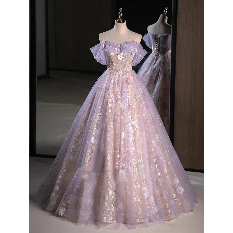 彩纱婚纱礼服晚装表演舞台显瘦女士艺考长裙人鱼姬抹胸绑带遮影楼