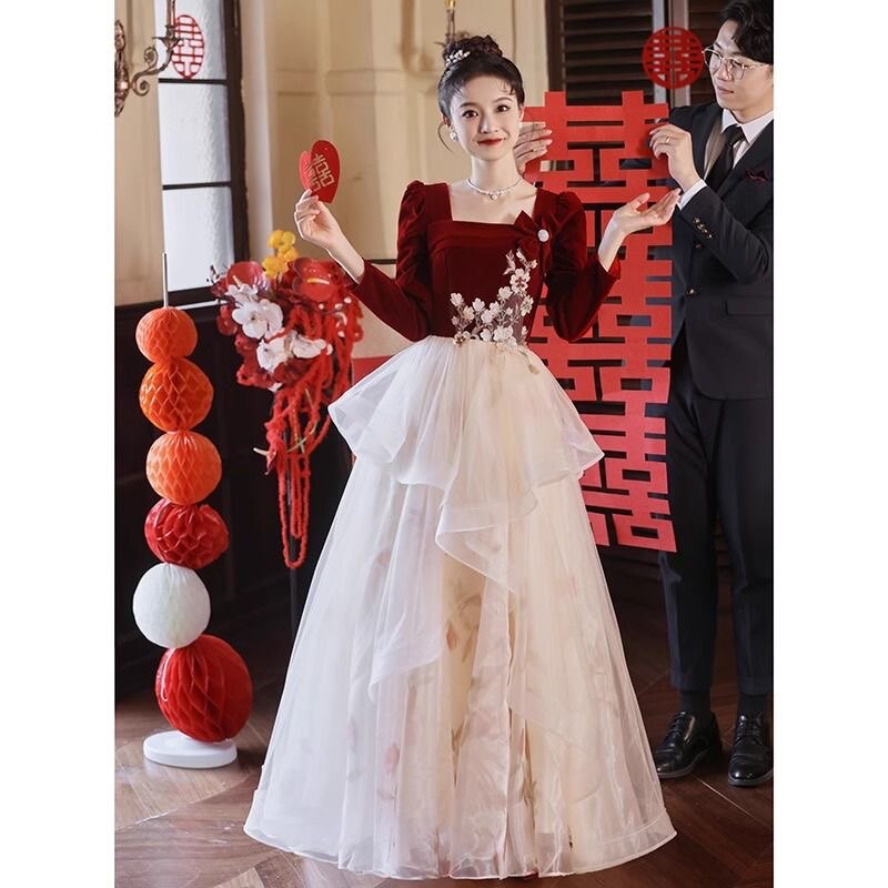 长袖礼服长款敬酒服133长袖图片