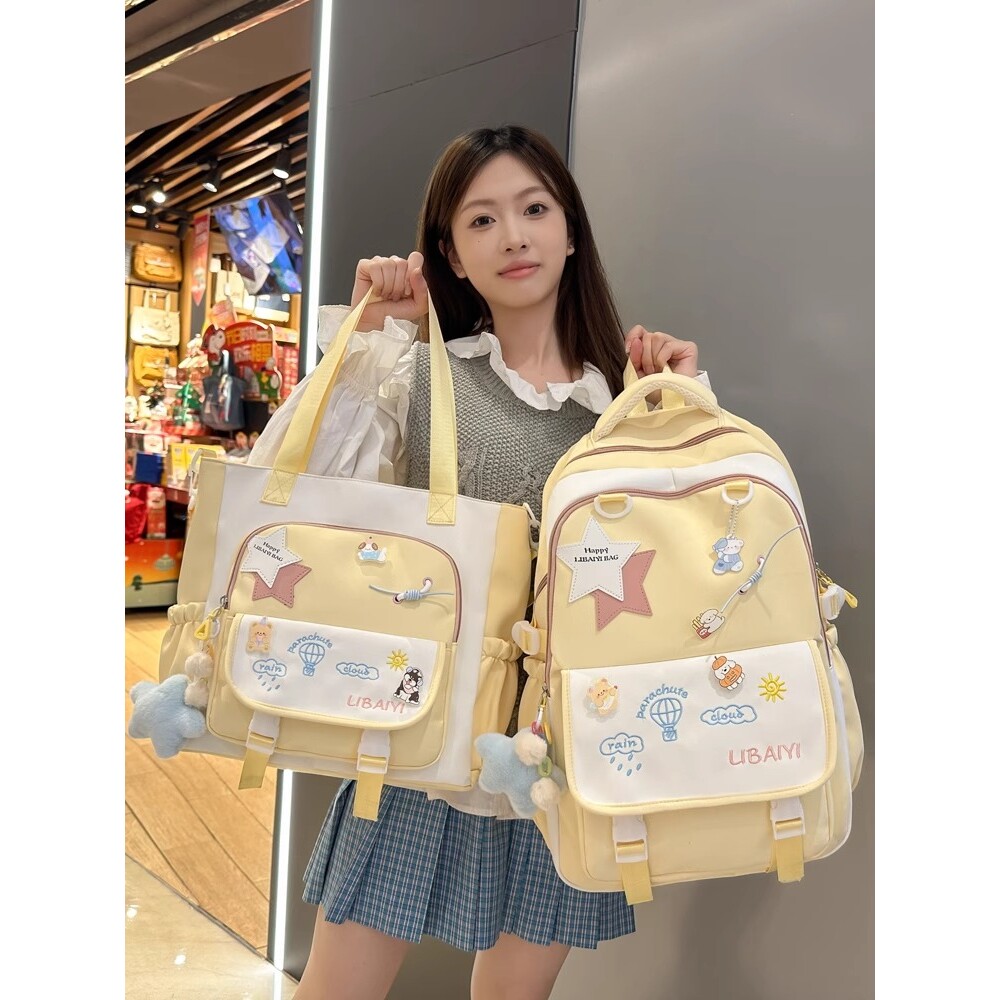 法国CavienKIon书包女可爱卡通双肩包两件套初中生小学生旅行背包