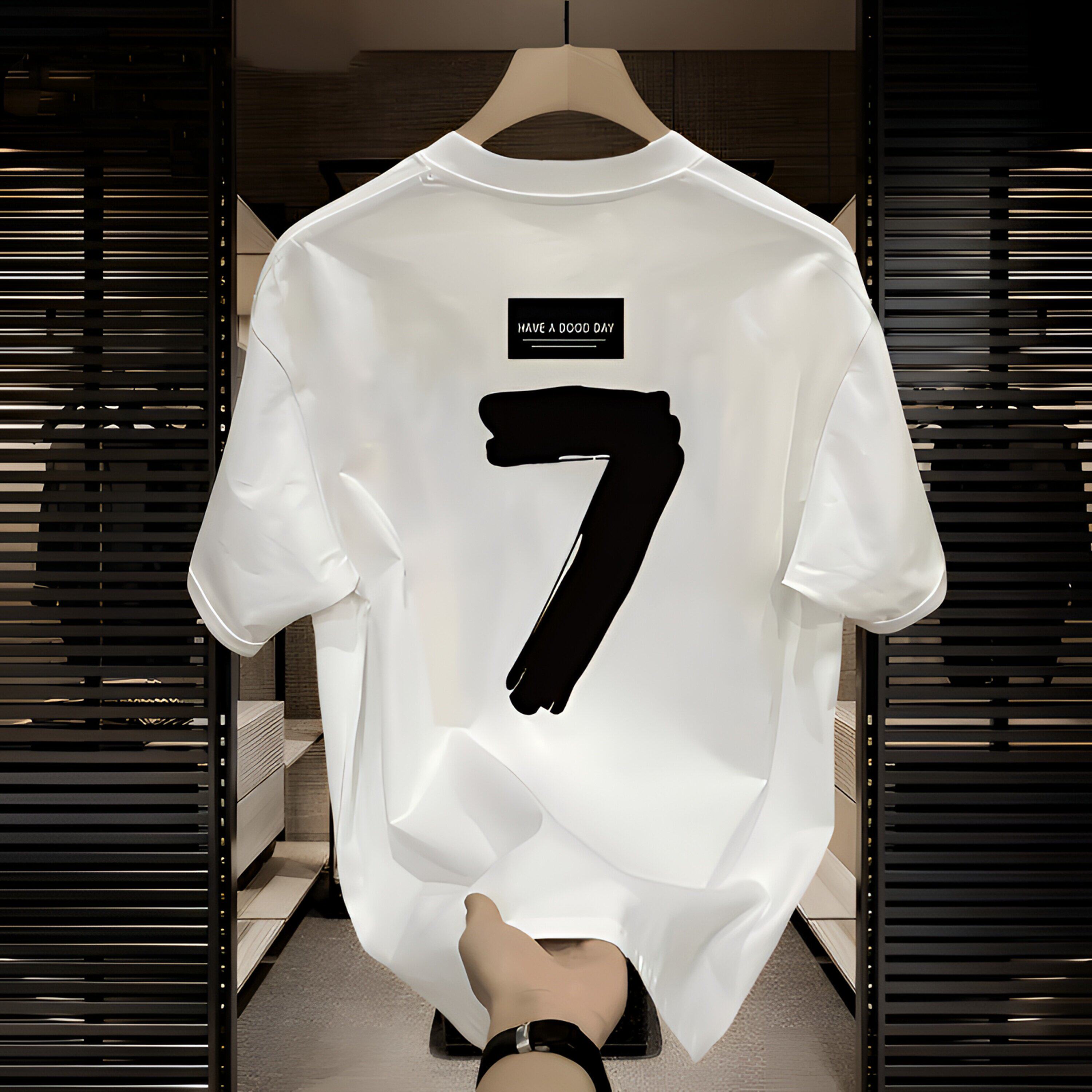 仓树一石潮牌夏季高端白色圆领短袖T恤男纯棉印花情侣款时尚上衣