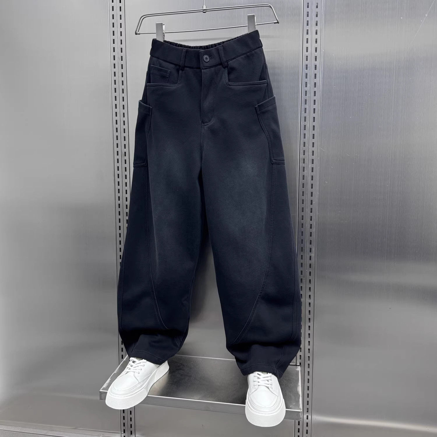 仓树一石潮牌宽松直筒裤子男秋冬新款加绒弯刀裤百搭休闲运动长裤,男装,休闲裤,淘宝优惠券,粉丝福利购,淘宝优惠卷