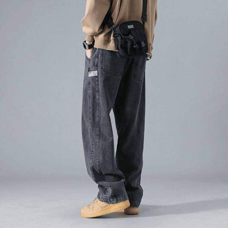 仓树一石夏季新款水洗复古牛仔裤男士潮牌百搭休闲直筒宽松阔腿裤,男装,休闲裤,淘宝优惠券,粉丝福利购,淘宝优惠卷
