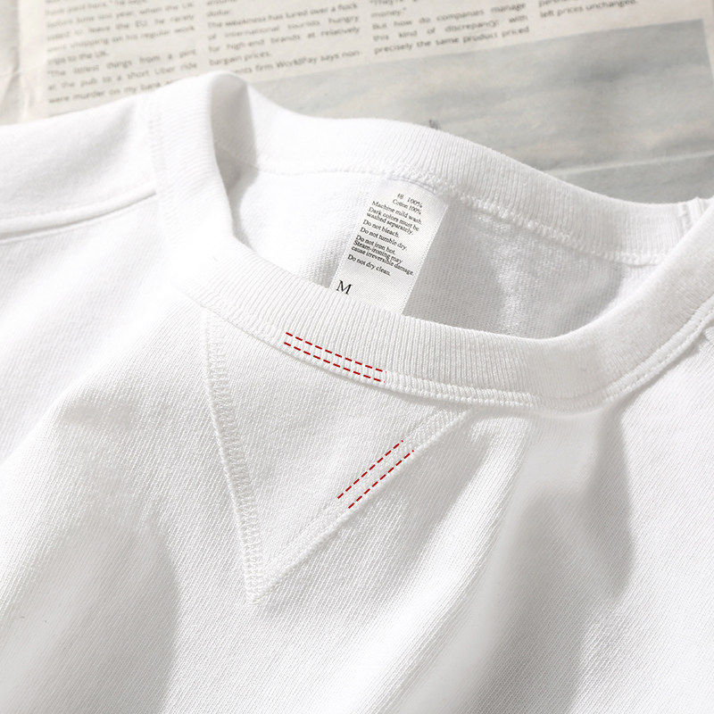 仓树一石潮牌ins日系白色纯棉长袖T恤男春秋季圆领卫衣男士打底衫