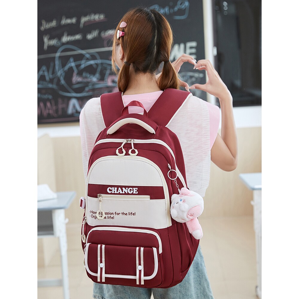 2025新款儿童书包女生小学生初中生高中大学生耐脏背包时尚双肩包