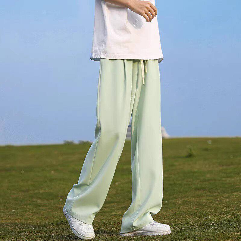 仓树一石多巴胺冰丝裤男士夏季宽松直筒潮流休闲西裤垂坠感阔腿裤