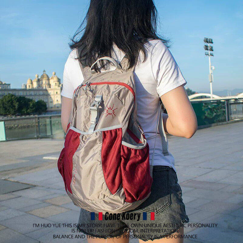 法国户外超轻皮肤包女夏季轻便折叠双肩包便携运动背包旅行登山包