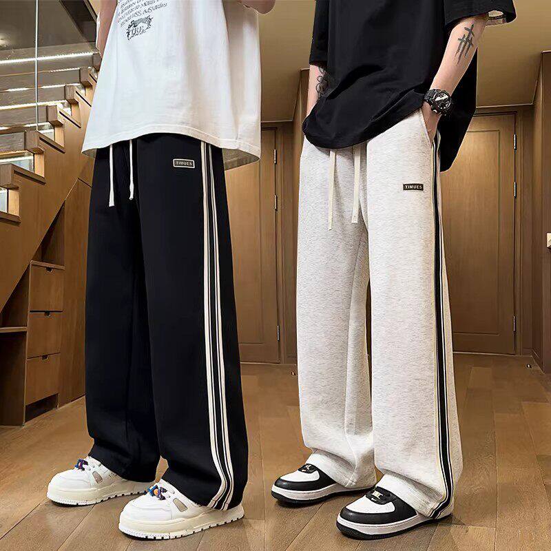 仓树一石春秋宽松直筒阔腿休闲长裤2026新款美式青少年运动裤男款