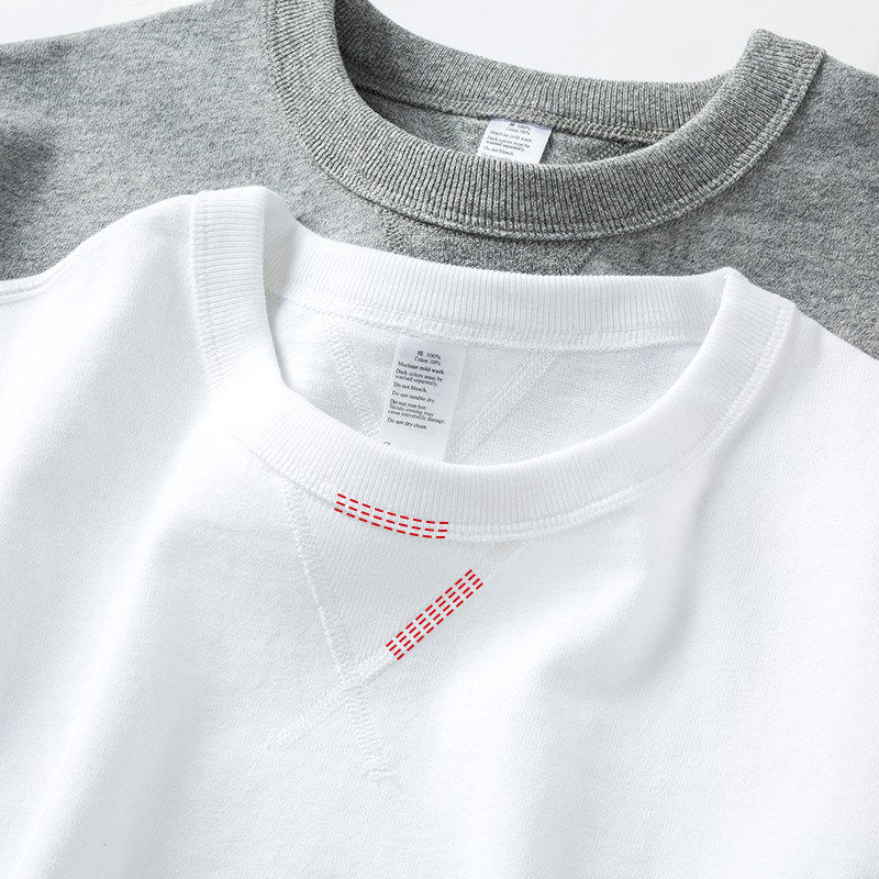 仓树一石潮牌日系三角领纯棉长袖T恤男秋冬季圆领卫衣男士打底衫