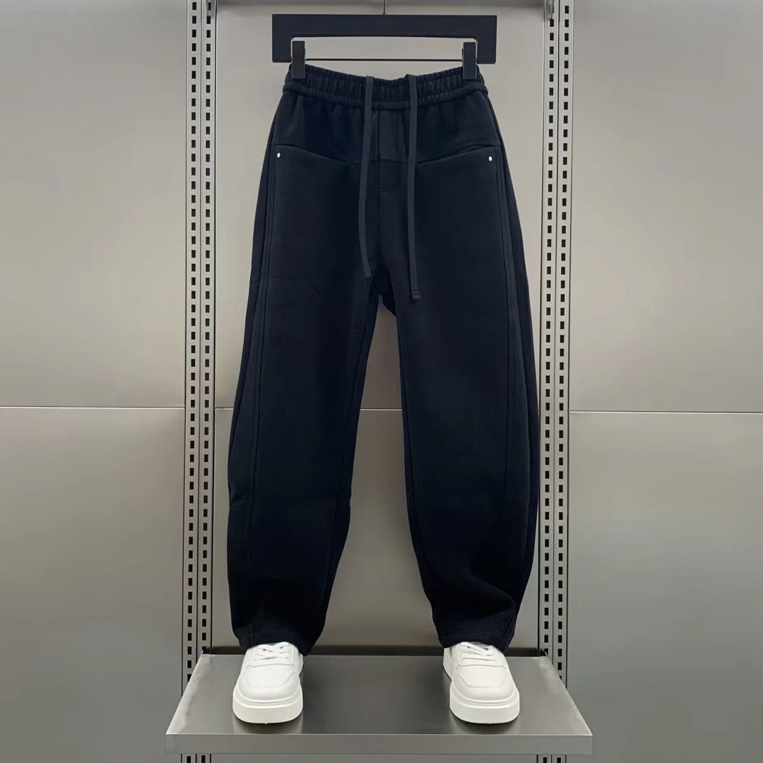 仓树一石美式弯刀裤子春秋新款休闲裤潮流男士直筒裤加绒运动卫裤