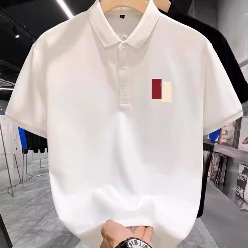 仓树一石翻领夏季短袖Polo衫男几何印花休闲时尚百搭潮流半袖上衣