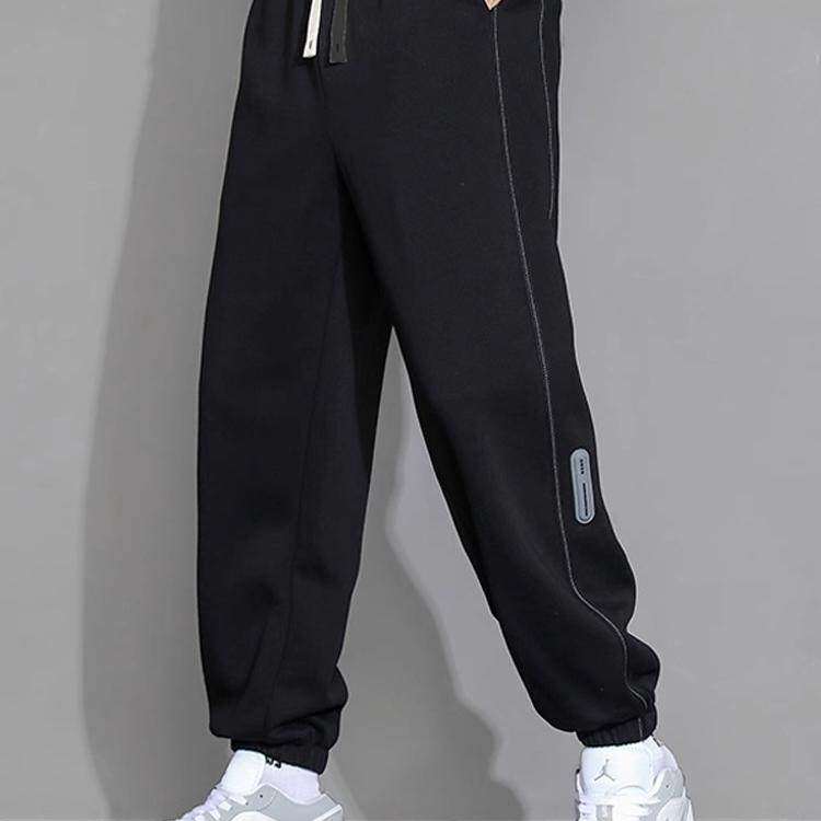 仓树一石潮牌加绒卫裤男士秋冬季新款休闲运动裤宽松百搭加厚裤子