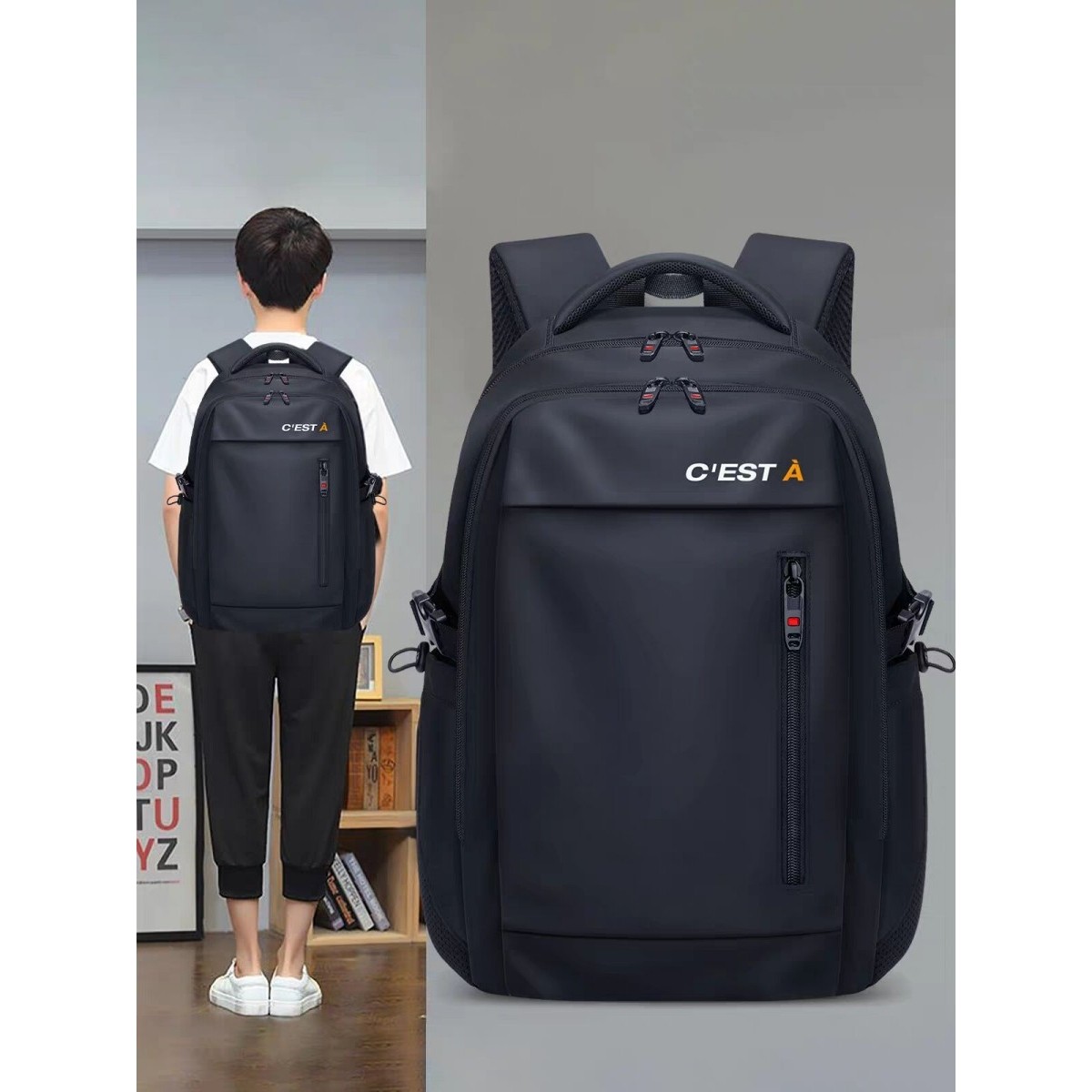 2025新款初中高中书包大学生大容量减负护脊男生防水轻便双肩背包