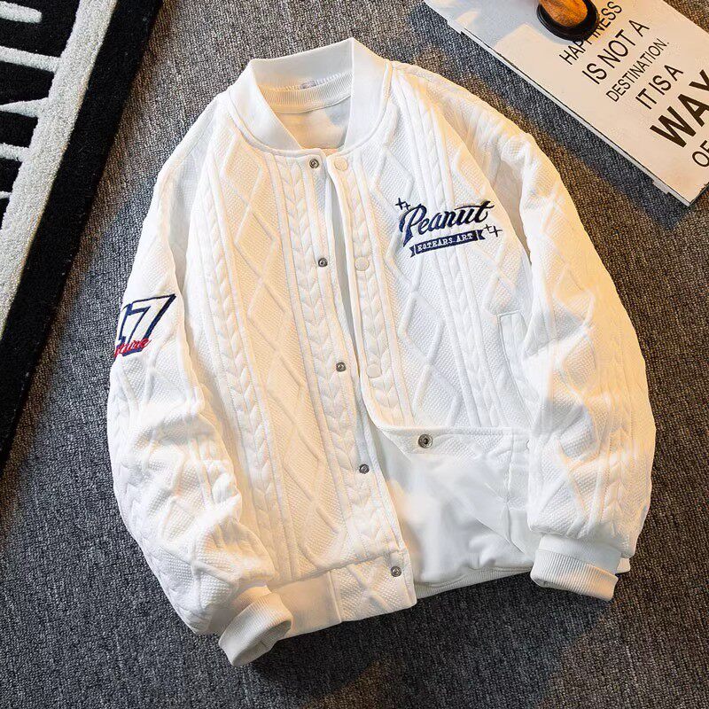 仓树一石潮牌美式复古棒球服外套男士飞行员夹克休闲外套情侣装