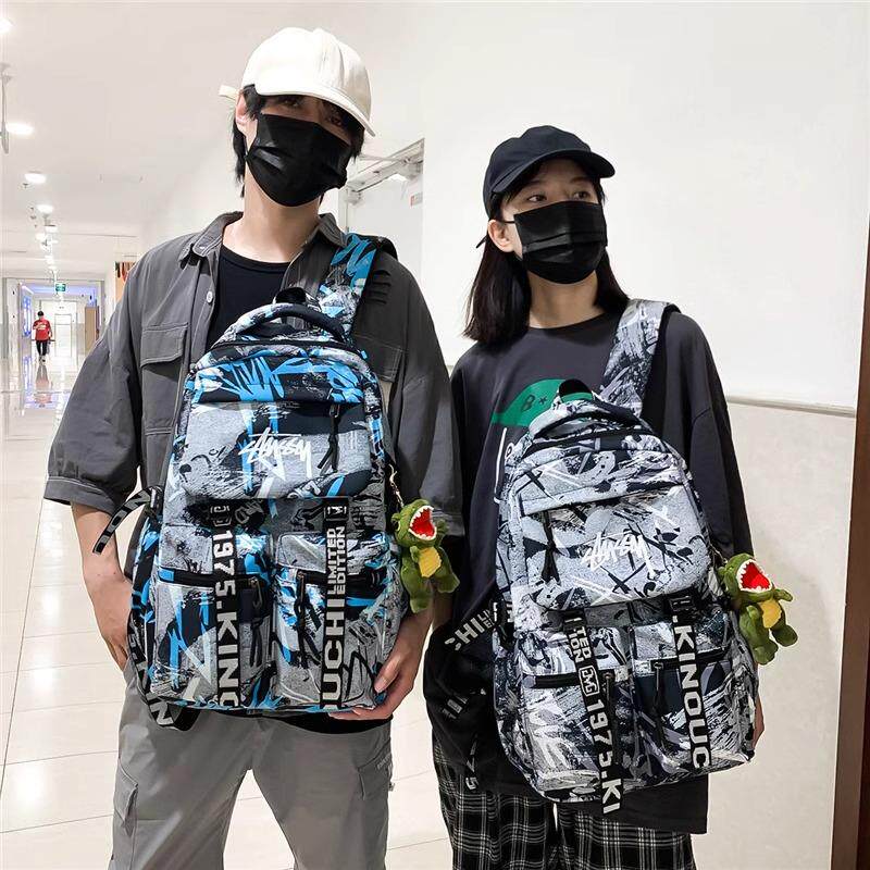 香港IT.greg2026新款男士双肩包初高中生大容量书包时尚涂鸦背包