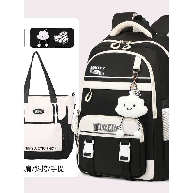 日本进口书包女初中生高中生轻便减负护脊五六年级女孩双肩背包