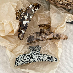 早春新款 高级感黑白墨点醋酸发夹发夹 设计感气质几何盘发大抓夹