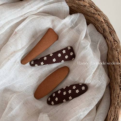 韩系黄咖撞色小碎花发夹高级感时尚bb夹刘海边夹侧边头发夹子头饰