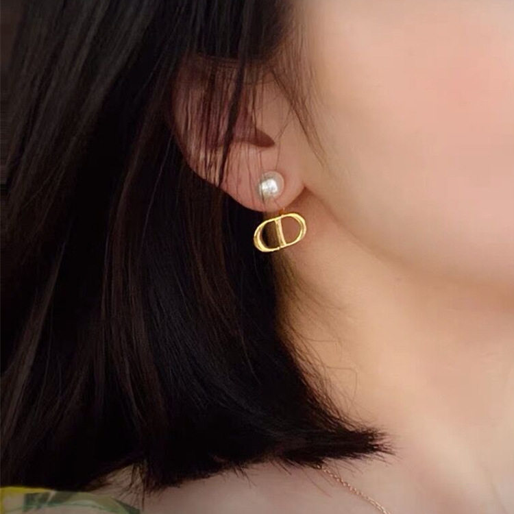 S925银针小香风ＣＤ字母珍珠耳环前后佩戴女韩国气质轻奢简约耳饰,饰品/流行首饰/时尚饰品新,耳环,淘宝优惠券,粉丝福利购,淘宝优惠卷