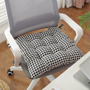 四季款千鸟格坐垫简约椅子垫可绑带加厚家用餐椅垫办公室久坐屁垫