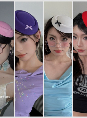 LET ME SEE ACC名媛气质小贝雷帽简约百搭日常装饰小帽子紫色