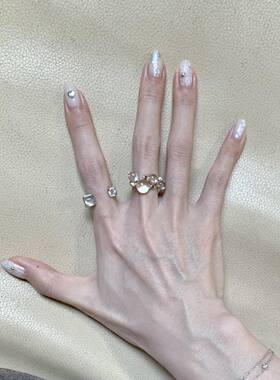 冷淡风小清新清透串珠戒指女简约小众高级感指环个性轻奢风食指戒