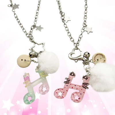 自制星星音符小猫项链可爱亚文化小众梦幻毛衣链y2k配饰铃铛颈链