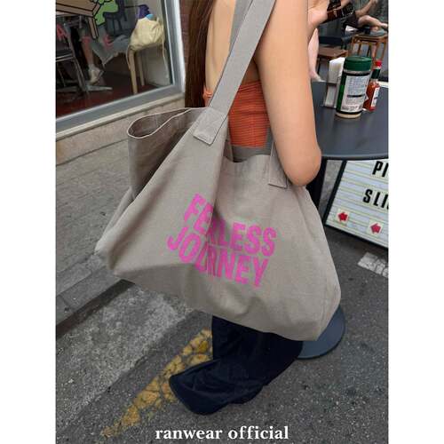 Ranwear’fearlessjourney’限量大容量百搭单肩手提帆布袋