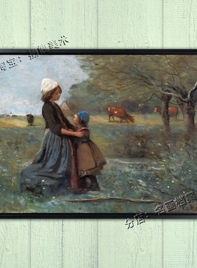 草原上的两姐妹 Les deux soeurs dans la prairie Camille Corot