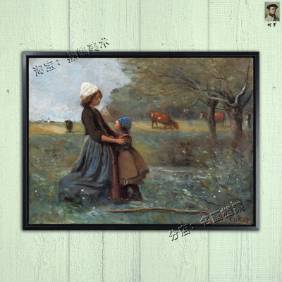 草原上的两姐妹 Les deux soeurs dans la prairie Camille Corot