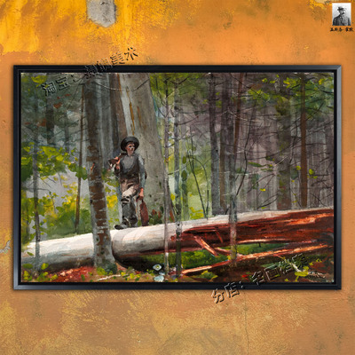 阿迪朗达克猎人 Hunter in the Adirondacks 霍默 挂油画美式乡村