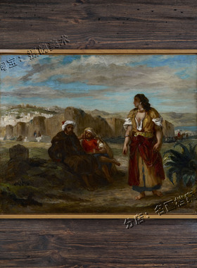 丹吉尔和两个阿拉伯人 Tangier with Two Seated Arab 诗人油画