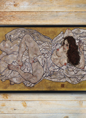 斜躺的女人 Reclining Woman 席勒油画 神经质 色彩强烈 Leopold