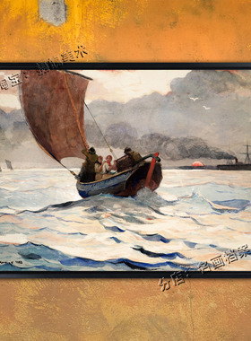 返航的渔船 Returning Fishing Boats 霍默装饰挂画 航海捕鱼油画