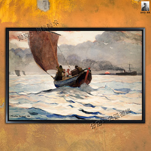 Fishing Returning Boats 霍默装 航海捕鱼油画 返航 饰挂画 渔船