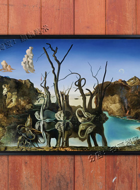 天鹅映象 Swans reflected in elephants 达利怪诞装饰挂画油画