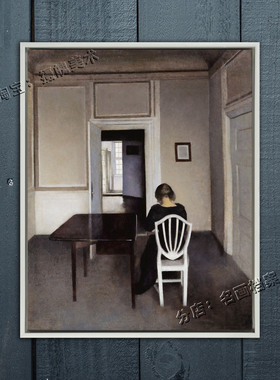 白色椅子上的艾达 Ida White Chair 白色的门 哈默肖伊丹麦装饰画