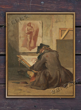 年轻学子在图画 Young Draughtsman Copying an Academy Study 画