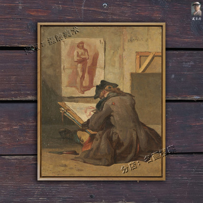 年轻学子在图画 Young Draughtsman Copying an Academy Study 画