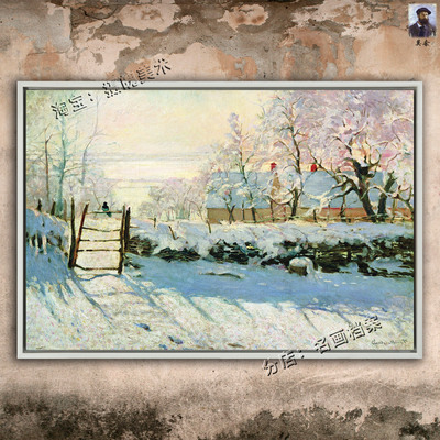 喜鹊莫奈风景油画印象派小动物