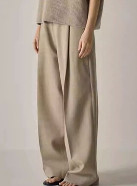 FACA*E PATTE*N秋季新款宽松羊毛休闲裤女直筒阔腿长裤垂感拖地裤