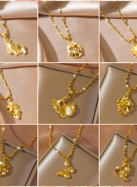 沙金项链女款小众轻奢高级感饰品