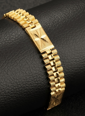 复古镀24K黄金色米字牌坦克手链