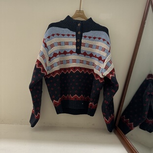 毛衣女款 2025韩系设计款 休闲百搭立领提花针织衫 新款 冬季