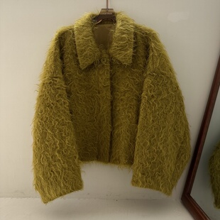 秋季 毛毛外套女款 新款 宽松休闲百搭翻领短款 韩版 2025韩系设计款