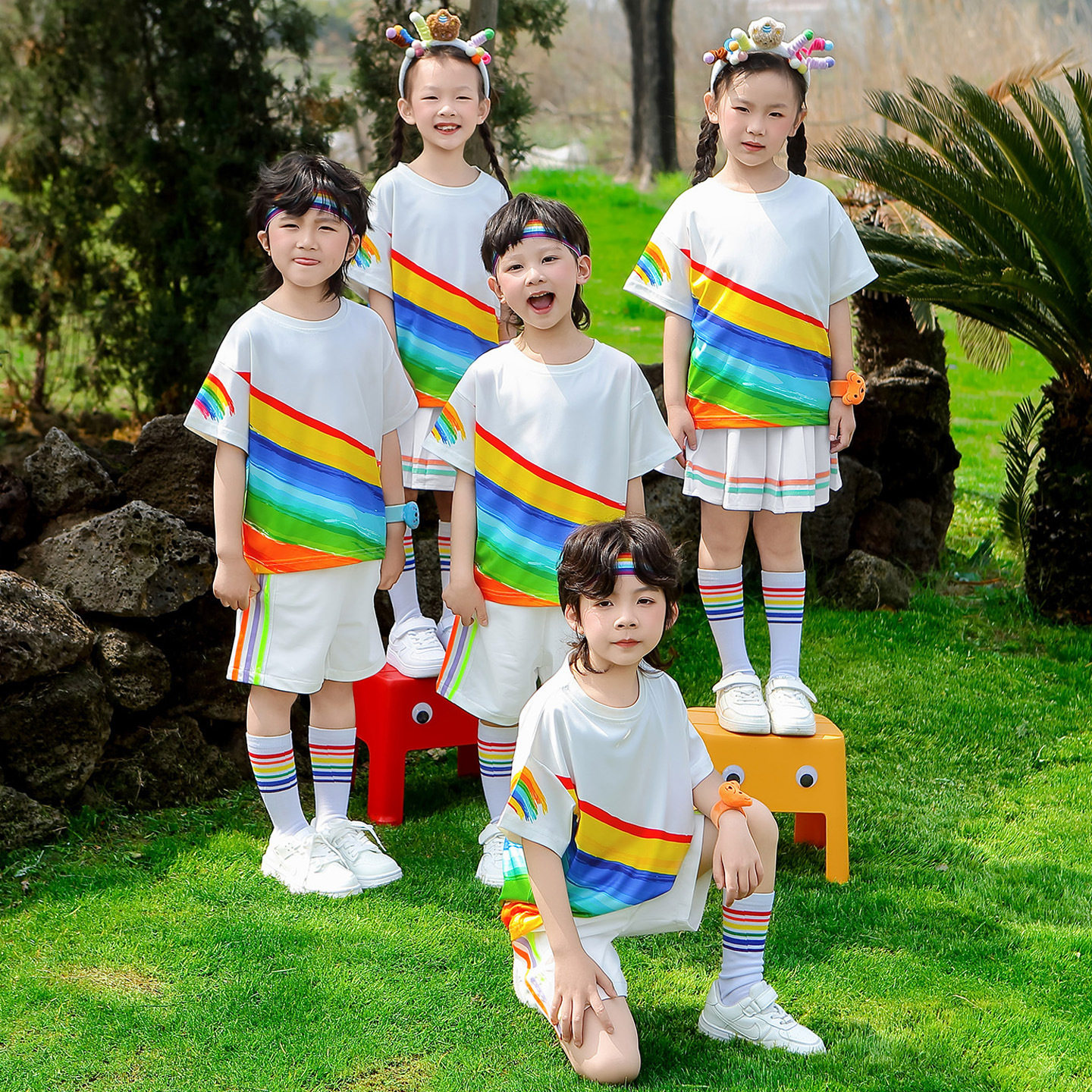 六一儿童节表演服夏款男童中国运动套装女孩校服班服园服演出服潮