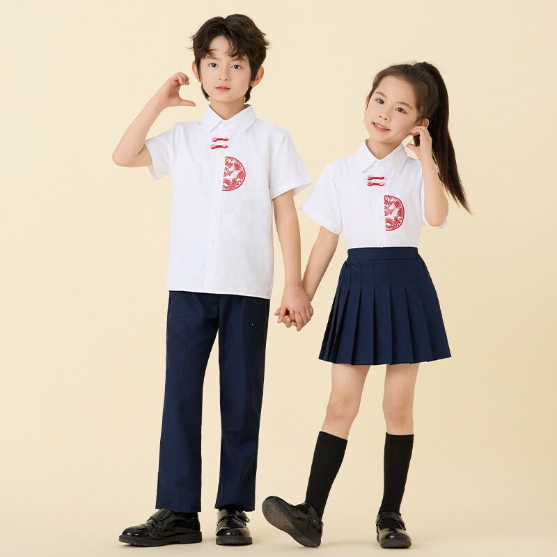 六一儿童演出服国风幼儿园毕业服小学生啦啦队合唱表演服短袖套装