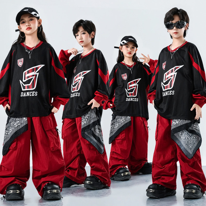 街舞儿童潮服hiphop演出服男女童炸街嘻哈架子鼓爵士服表演服秋季