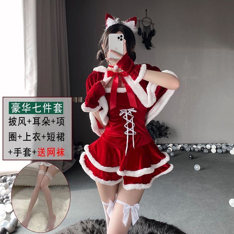 圣诞节服装女套装成人万圣节红色裙装扮战袍cos猫咪网红直播制服