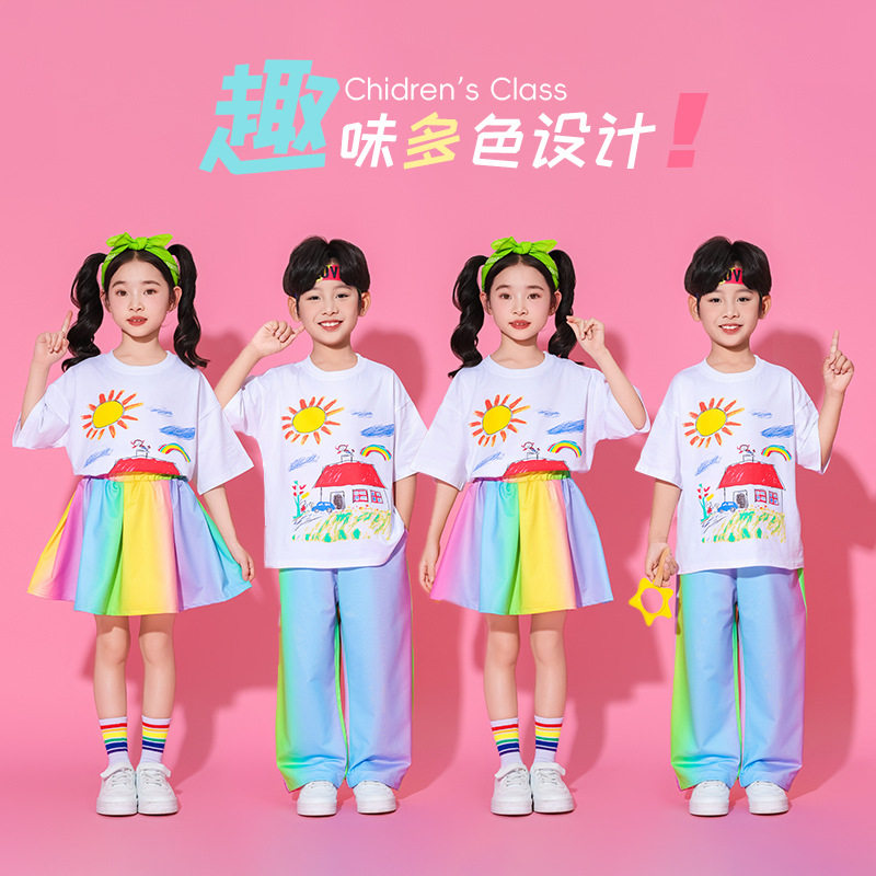 六一儿童节啦啦队演出服小学生纱裙幼儿园可爱团体舞蹈服表演套装